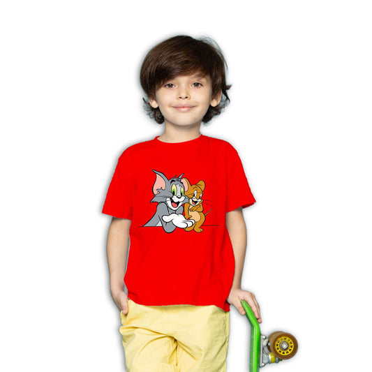 Tom And Jerry Printed Red T-shirt For Kids / Boy - Right Marc