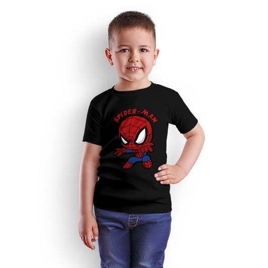 Spiderman Printed Black T-shirt For Kids / Boy - Right Marc