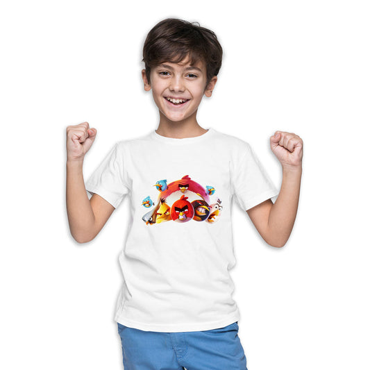 Angry Bird Printed White T-shirt For Kids / Boy - Right Marc