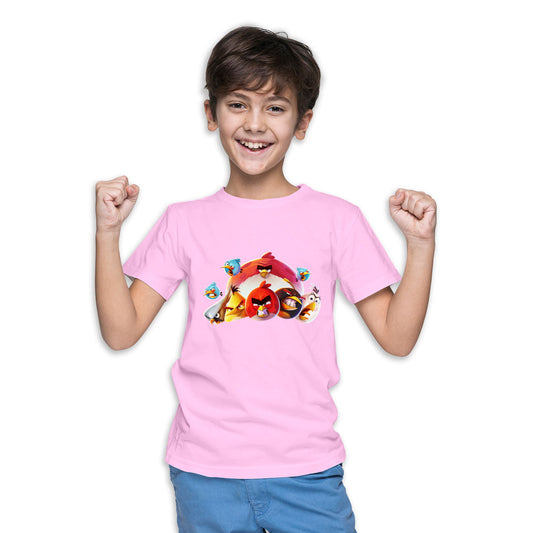 Angry Bird Printed Soft Pink T-shirt For Kids / Boy - Right Marc