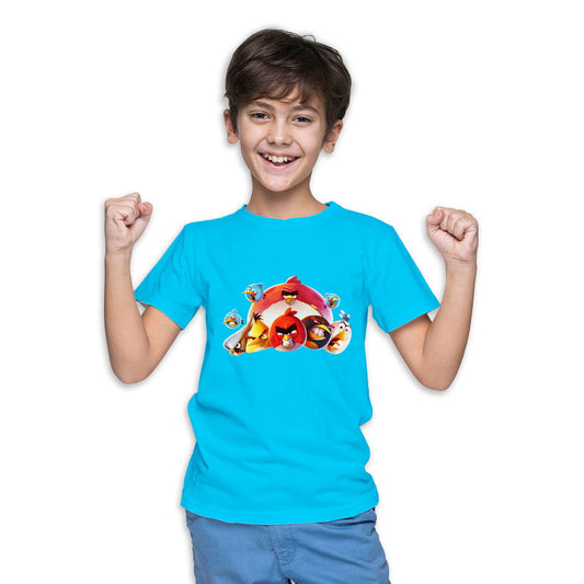 Angry Bird Printed Sky Blue T-shirt For Kids / Boy - Right Marc