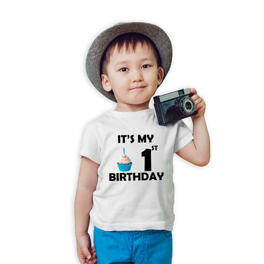 First Birthday Printed White T-shirt For Kids / Boy - Right Marc