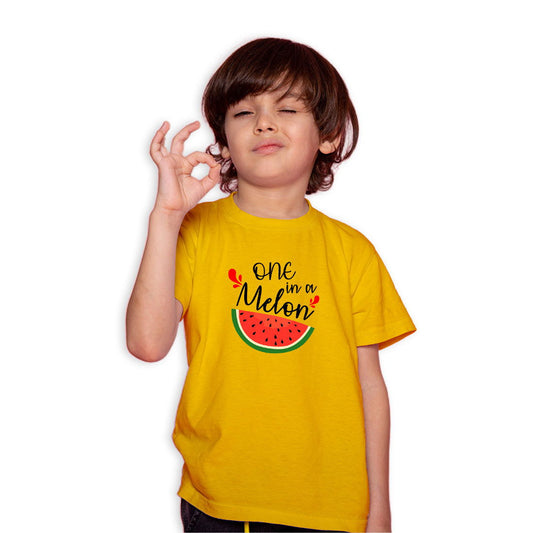 One In A Melon Printed Yellow T-shirt For Kids / Boy - Right Marc