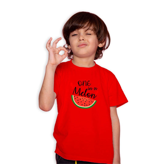 One In A Melon Printed Red T-shirt For Kids / Boy - Right Marc