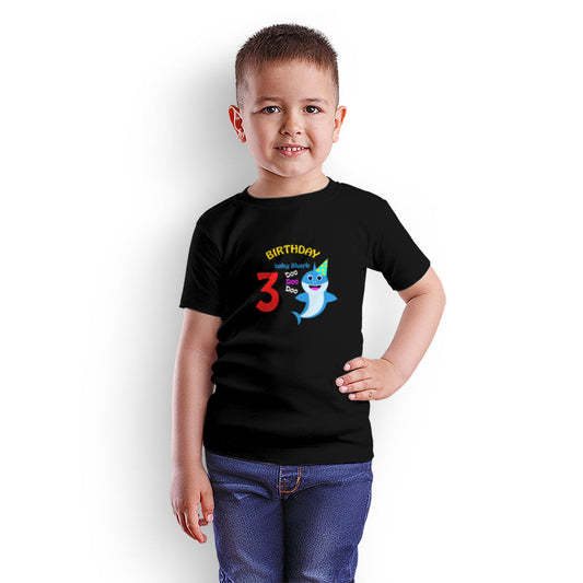 Third Birthday Printed Black T-shirt For Kids / Boy - Right Marc