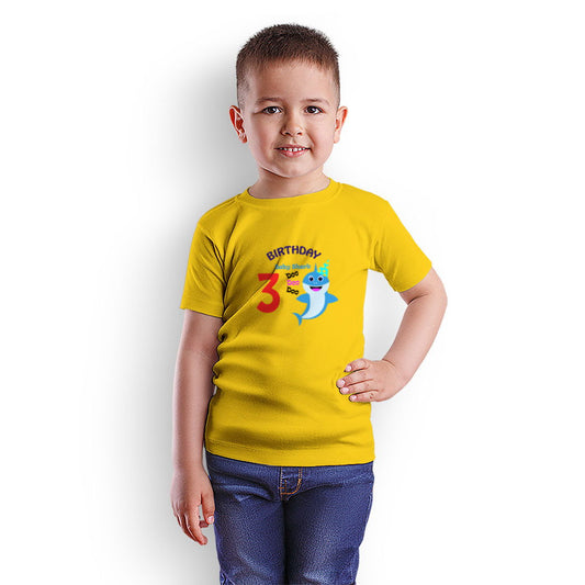 Third Birthday Printed Yellow T-shirt For Kids / Boy - Right Marc