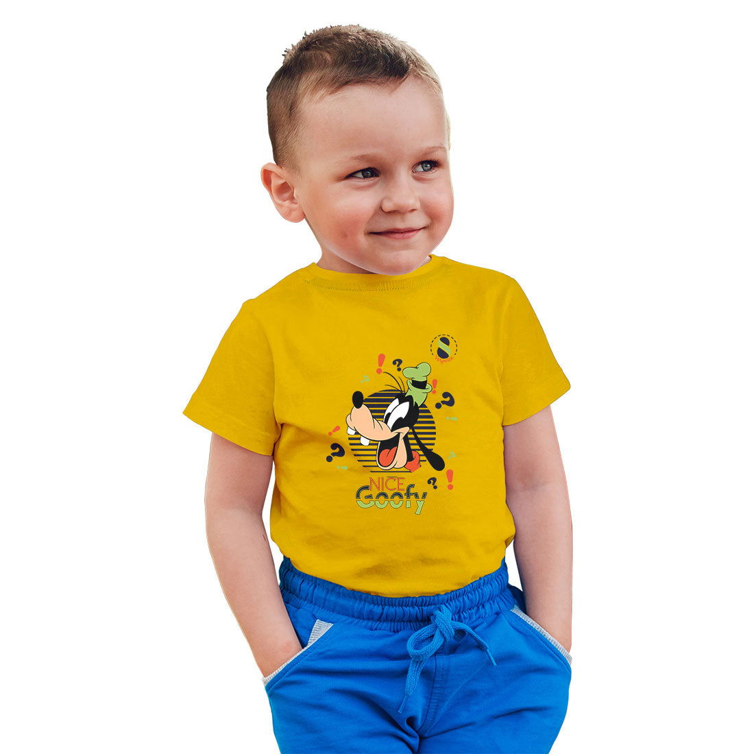 Nice Goofy Printed Yellow T-shirt For Kids / Boy - Right Marc