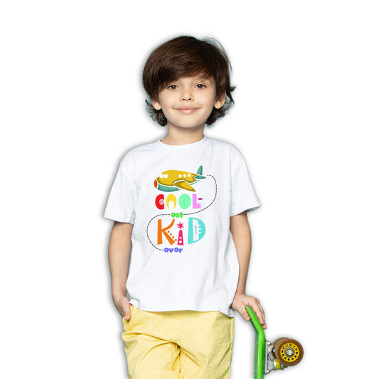 Coolest Kid Ever Printed White T-shirt For Kids / Boy - Right Marc