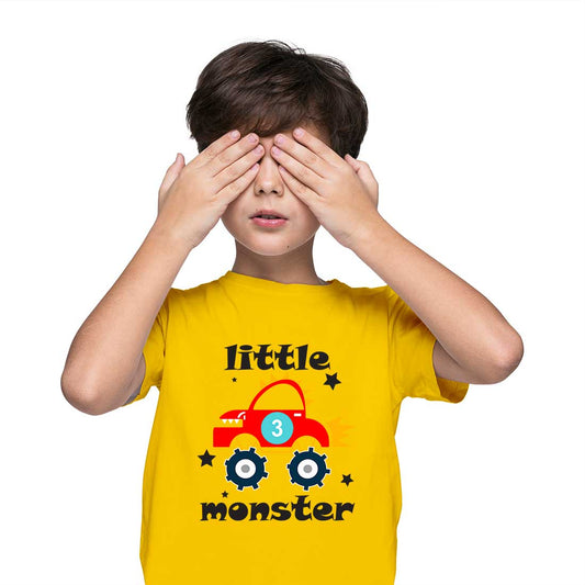 Little Monster Printed Yellow T-shirt For Kids / Boy - Right Marc