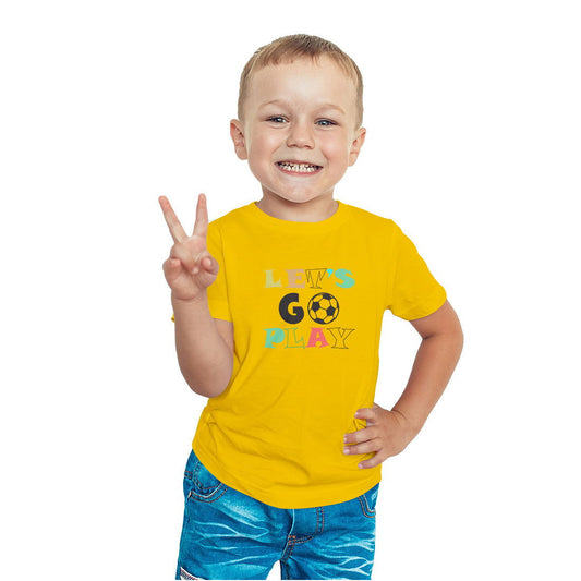 Lets Go Play Printed Yellow T-shirt For Kids / Boy - Right Marc