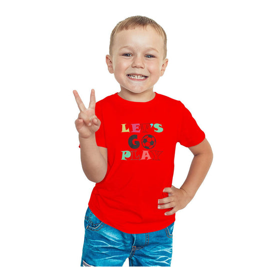 Lets Go Play Printed Red T-shirt For Kids / Boy - Right Marc