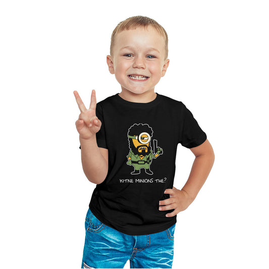 Kitne Minions The Printed Black T-shirt For Kids / Boy - Right Marc