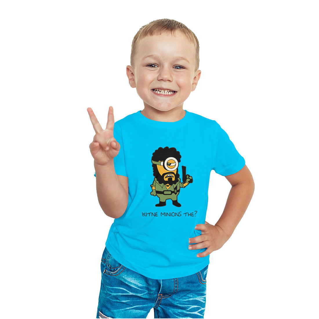 Kitne Minions The Printed Sky Blue T-shirt For Kids / Boy - Right Marc