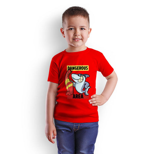 Dangerous Area Printed Red T-shirt For Kids / Boy - Right Marc