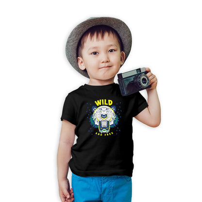 Wild And Free Printed Black T-shirt For Kids / Boy - Right Marc