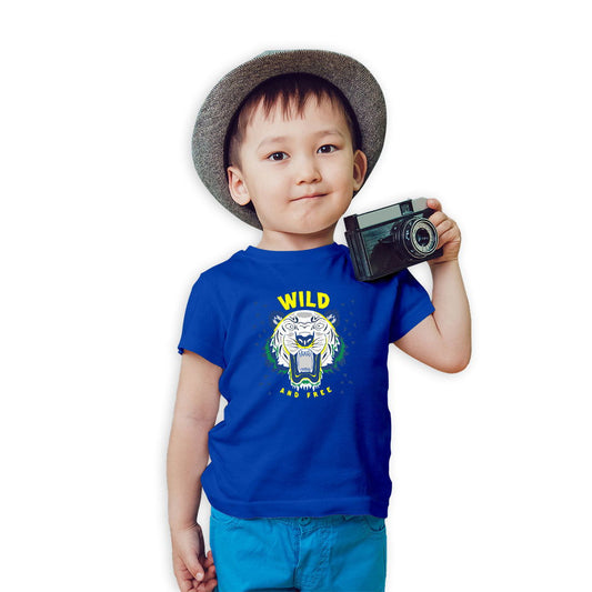 Wild And Free Printed Royal Blue T-shirt For Kids / Boy - Right Marc