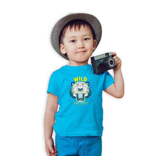 Wild And Free Printed Sky Blue T-shirt For Kids / Boy - Right Marc