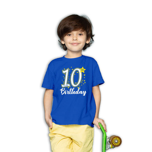 10th Birthday Printed Royal Blue T-shirt For Kids / Boy - Right Marc