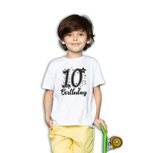 10th Birthday Printed White T-shirt For Kids / Boy - Right Marc