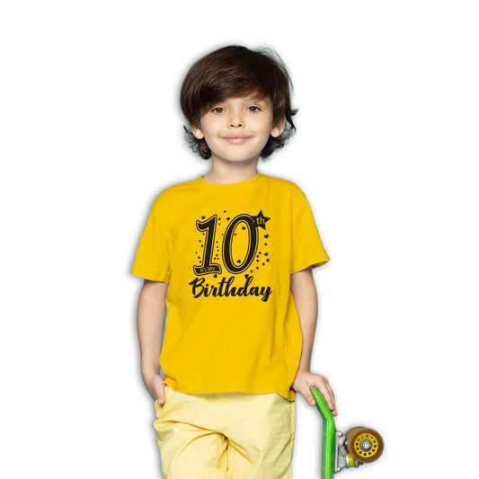 10th Birthday Printed Yellow T-shirt For Kids / Boy - Right Marc