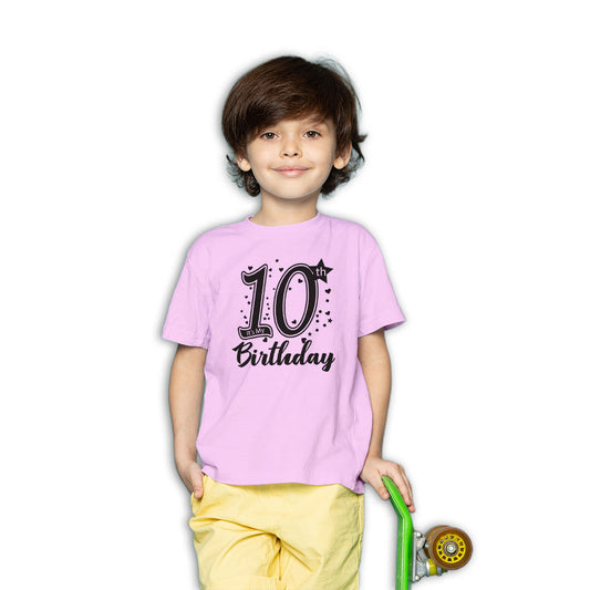 10th Birthday Printed Soft Pink T-shirt For Kids / Boy - Right Marc