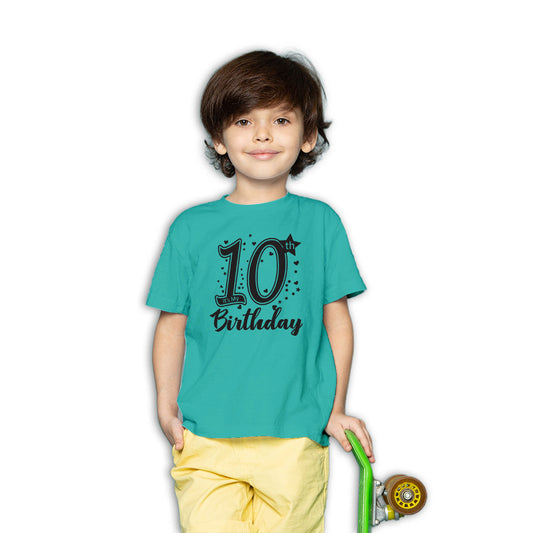 10th Birthday Printed Teal T-shirt For Kids / Boy - Right Marc