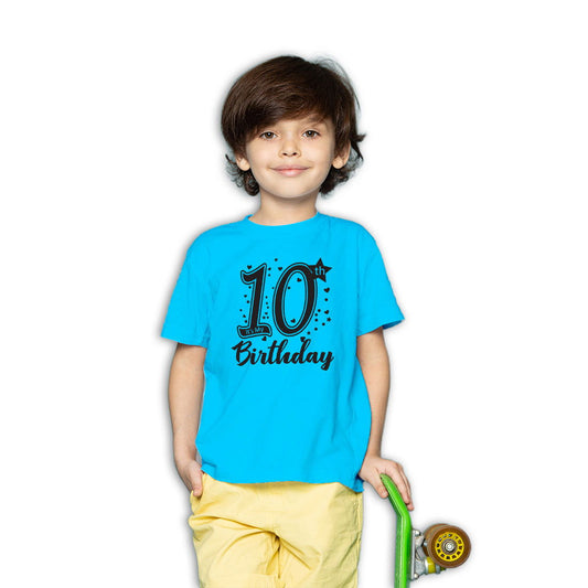 10th Birthday Printed Sky Blue T-shirt For Kids / Boy - Right Marc