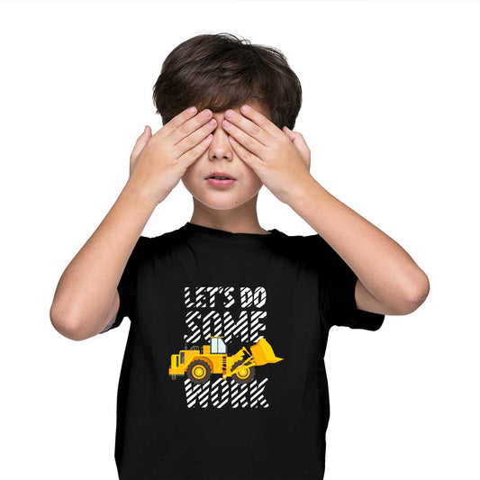 Lets Do Some Work Printed Black T-shirt For Kids / Boy - Right Marc