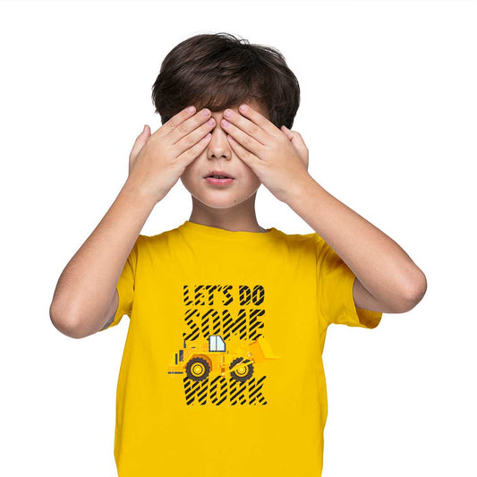 Lets Do Some Work Printed Yellow T-shirt For Kids / Boy - Right Marc