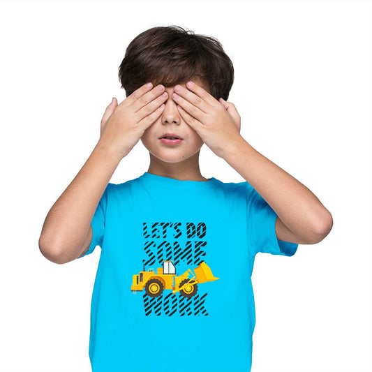 Lets Do Some Work Printed Teal T-shirt For Kids / Boy - Right Marc