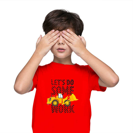 Lets Do Some Work Printed Red T-shirt For Kids / Boy - Right Marc