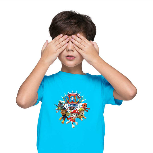 Paw Petrol Printed Sky Blue T-shirt For Kids /Boy - Right Marc