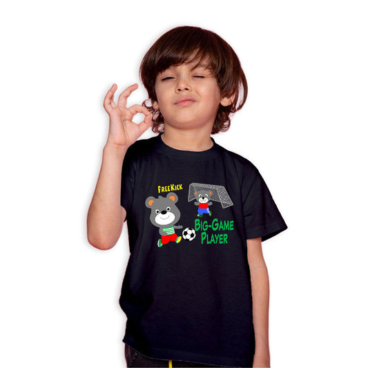 Big Game Player Printed Black T-shirt For Kids /Boy - Right Marc