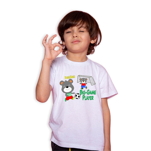 Big Game Player Printed White T-shirt For Kids /Boy - Right Marc