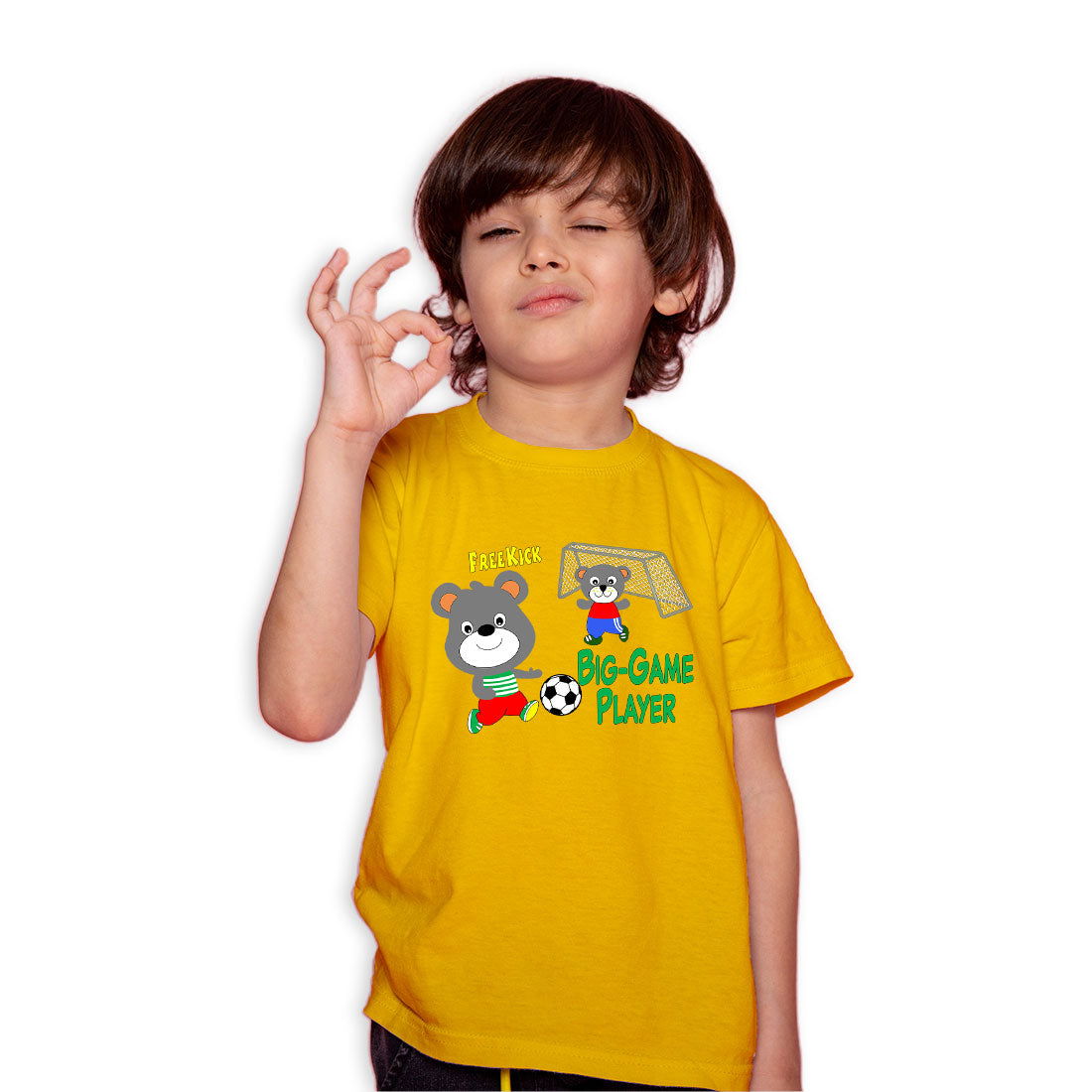 Big Game Player Printed Yellow T-shirt For Kids /Boy - Right Marc