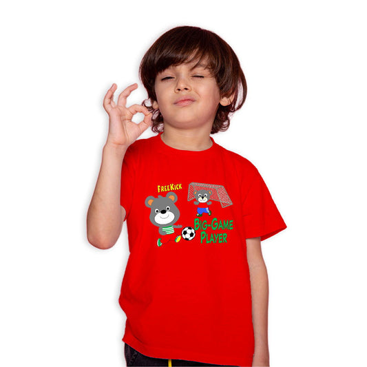 Big Game Player Printed Red T-shirt For Kids /Boy - Right Marc