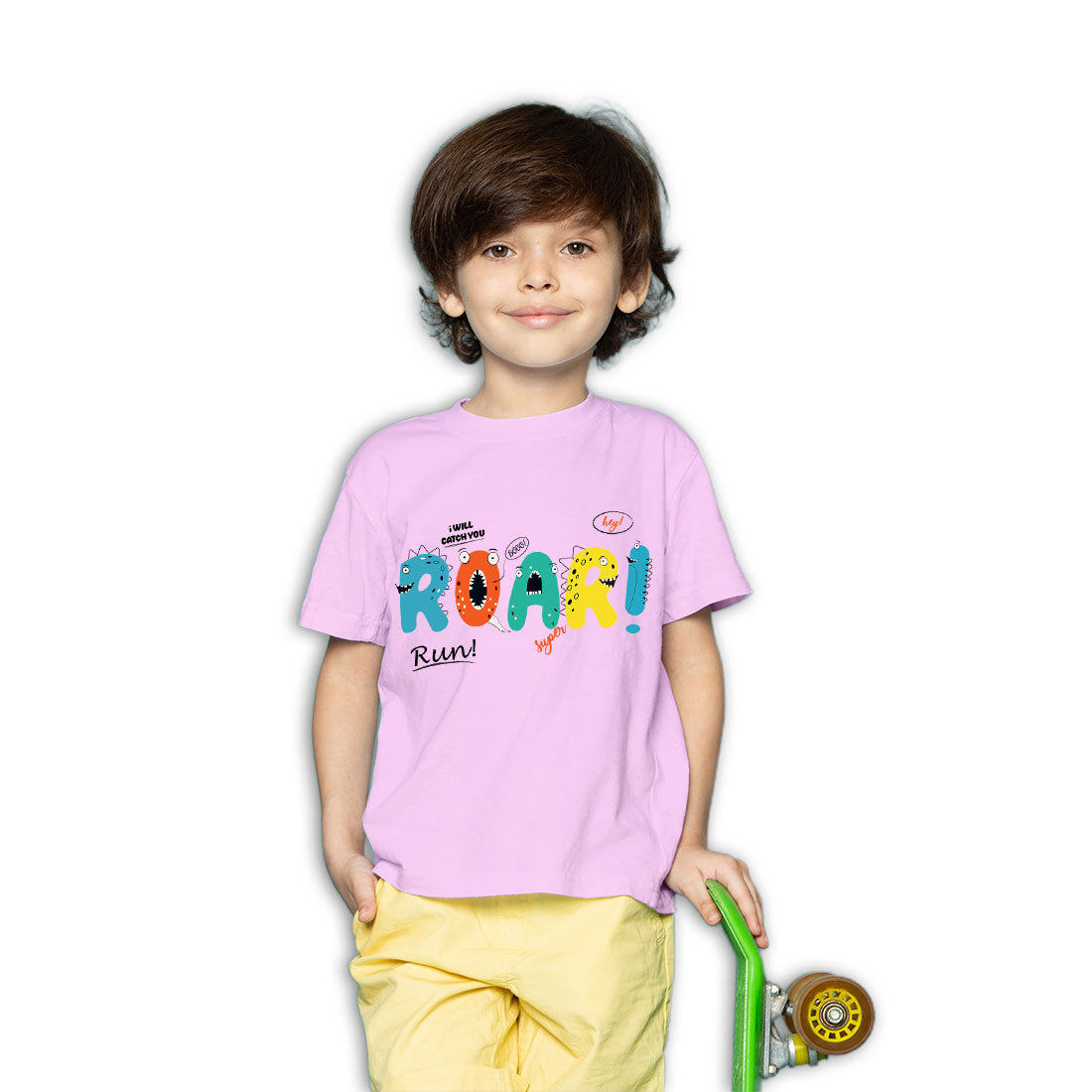 Roar Printed Soft Pink T-shirt For Kids /Boy - Right Marc