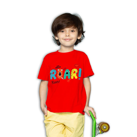 Roar Printed Red T-shirt For Kids /Boy - Right Marc