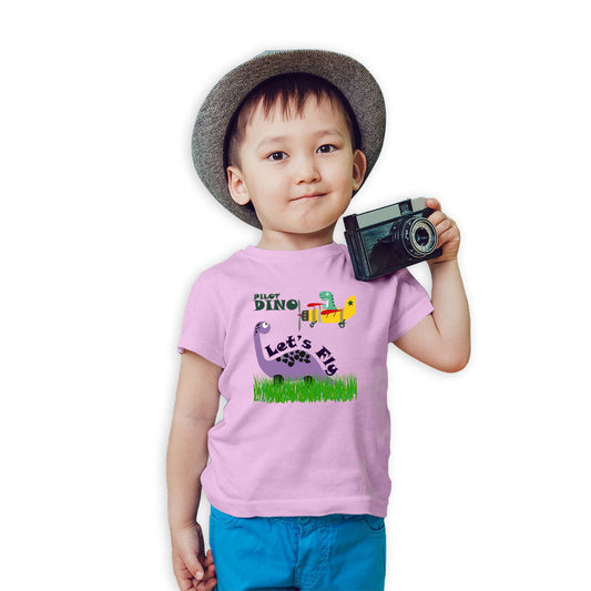 Pilot Dino Printed Soft Pink T-shirt For Kids /Boy - Right Marc