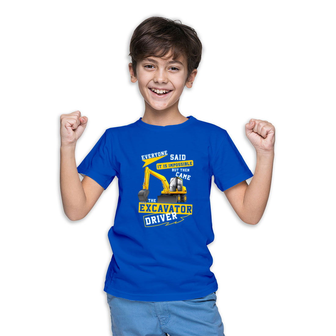 Excavator Driver Printed Royal Blue T-shirt For Kids /Boy - Right Marc