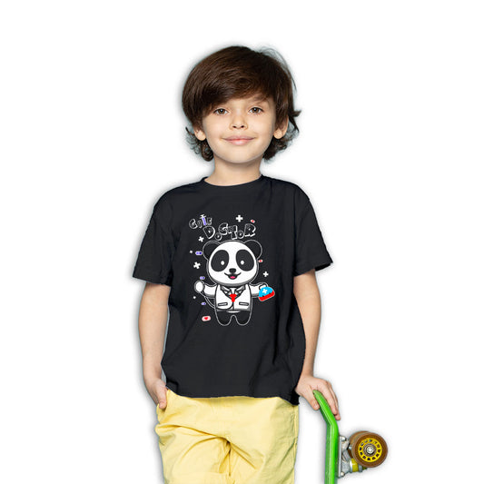 Cute Doctor Printed Black T-shirt For Kids /Boy - Right Marc