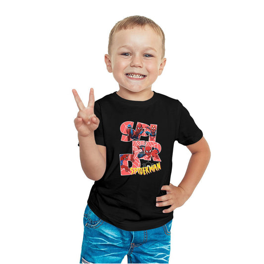 Spiderman Printed Black T-shirt For Kids /Boy - Right Marc