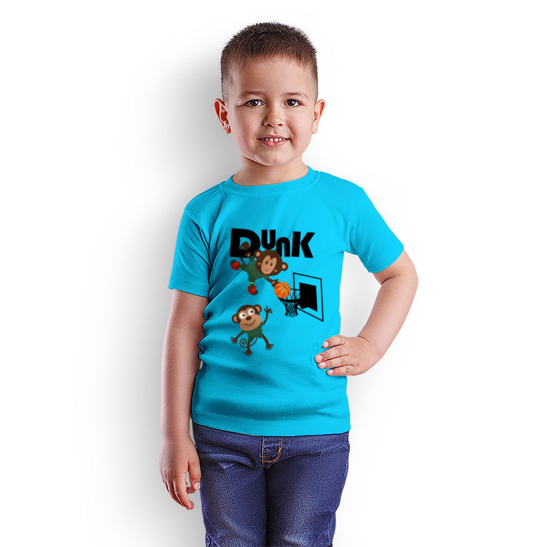 Dunk Printed Sky Blue T-shirt For Kids /Boy - Right Marc