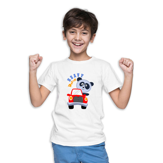 Heavy Driver Printed White T-shirt For Kids /Boy - Right Marc