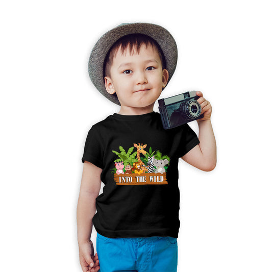 Into The World Printed Black T-shirt For Kids /Boy - Right Marc