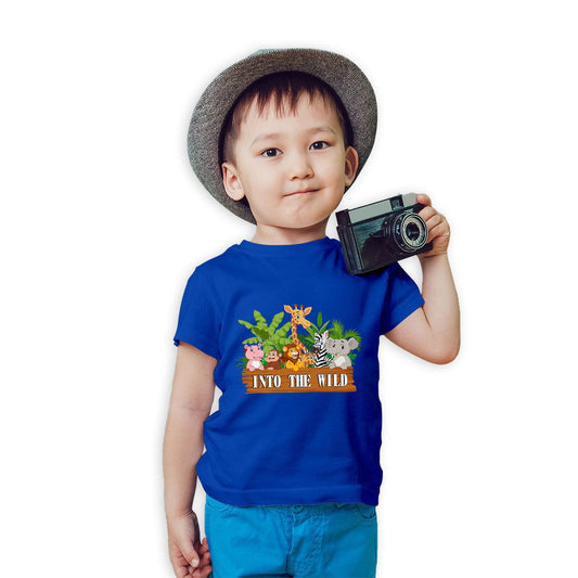 Into The World Printed Royal Blue T-shirt For Kids /Boy - Right Marc