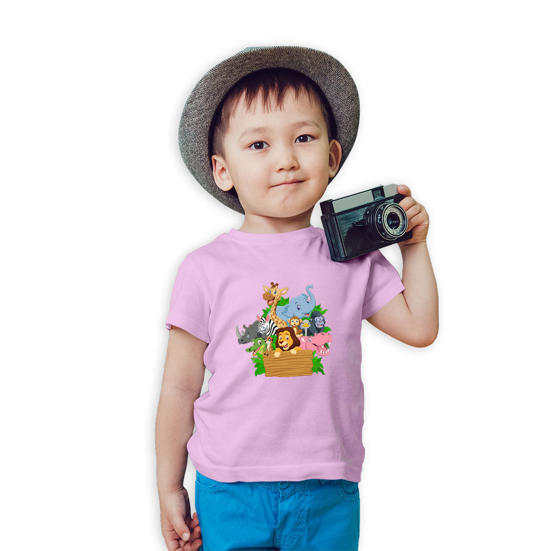 Animal Printed Soft Pink T-shirt For Kids /Boy - Right Marc