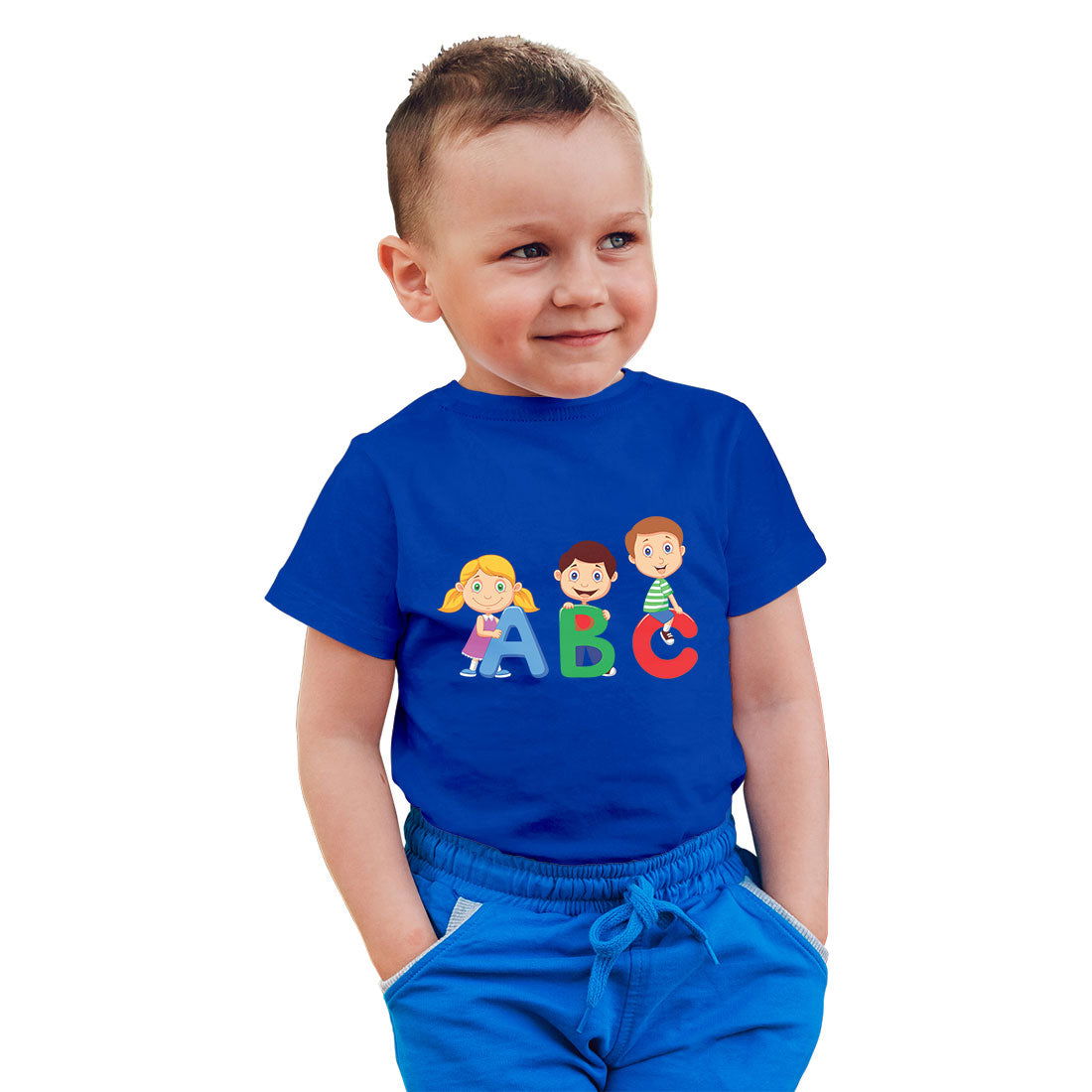 ABC Printed Royal Blue T-shirt For Kids /Boy - Right Marc