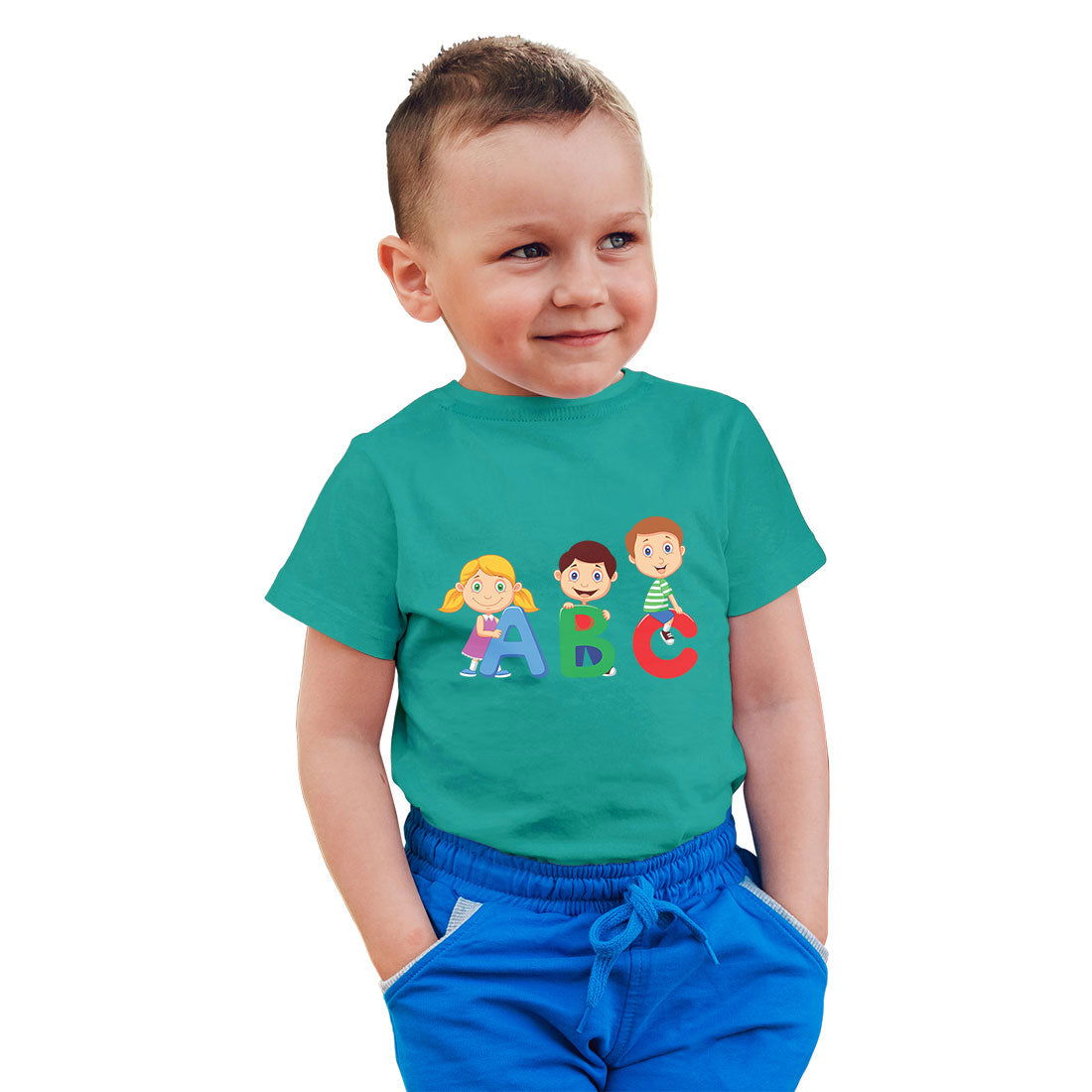 ABC Printed Teal T-shirt For Kids /Boy - Right Marc