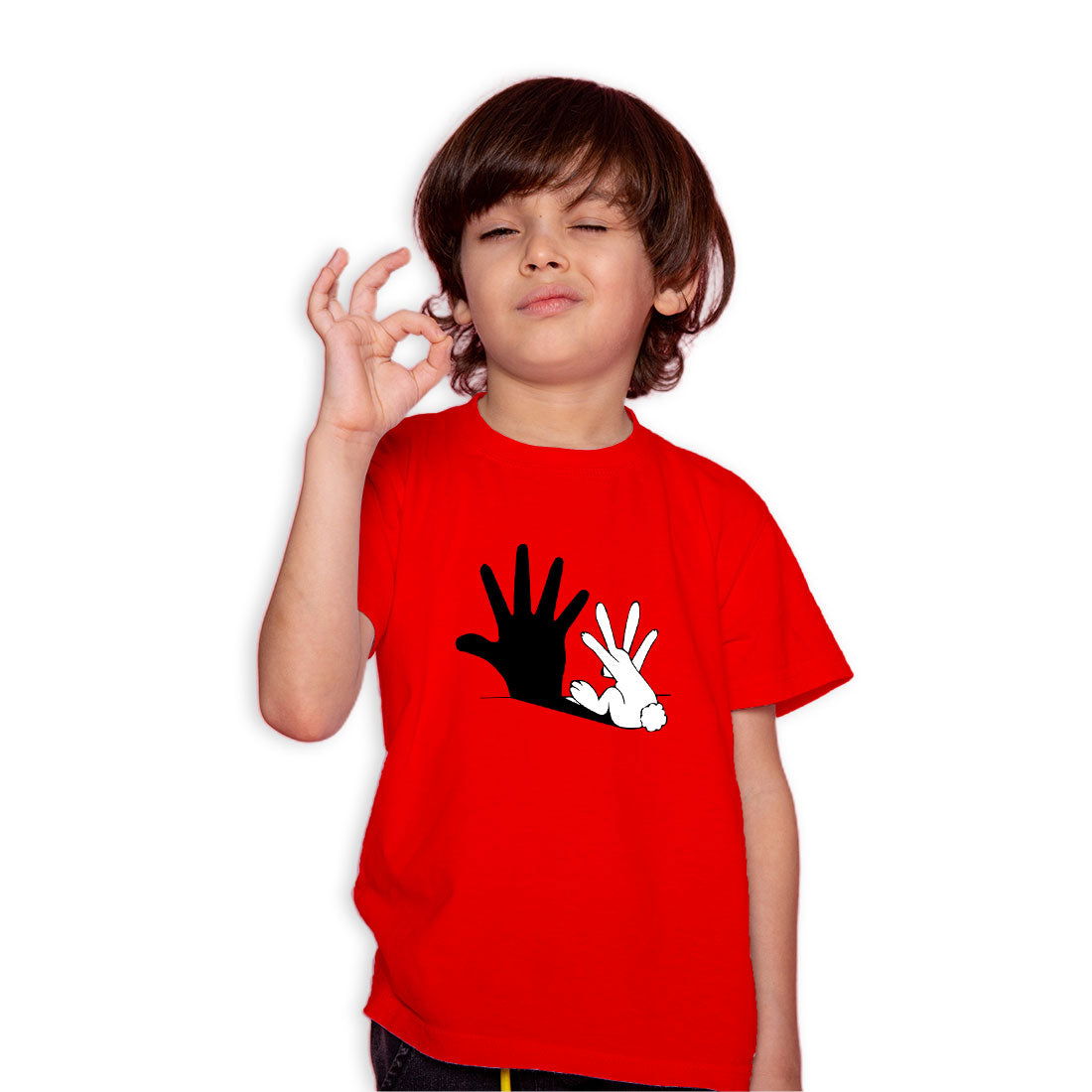 Shadow Rabbit Printed Red T-shirt For Kids /Boy - Right Marc